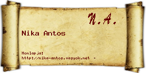 Nika Antos névjegykártya
